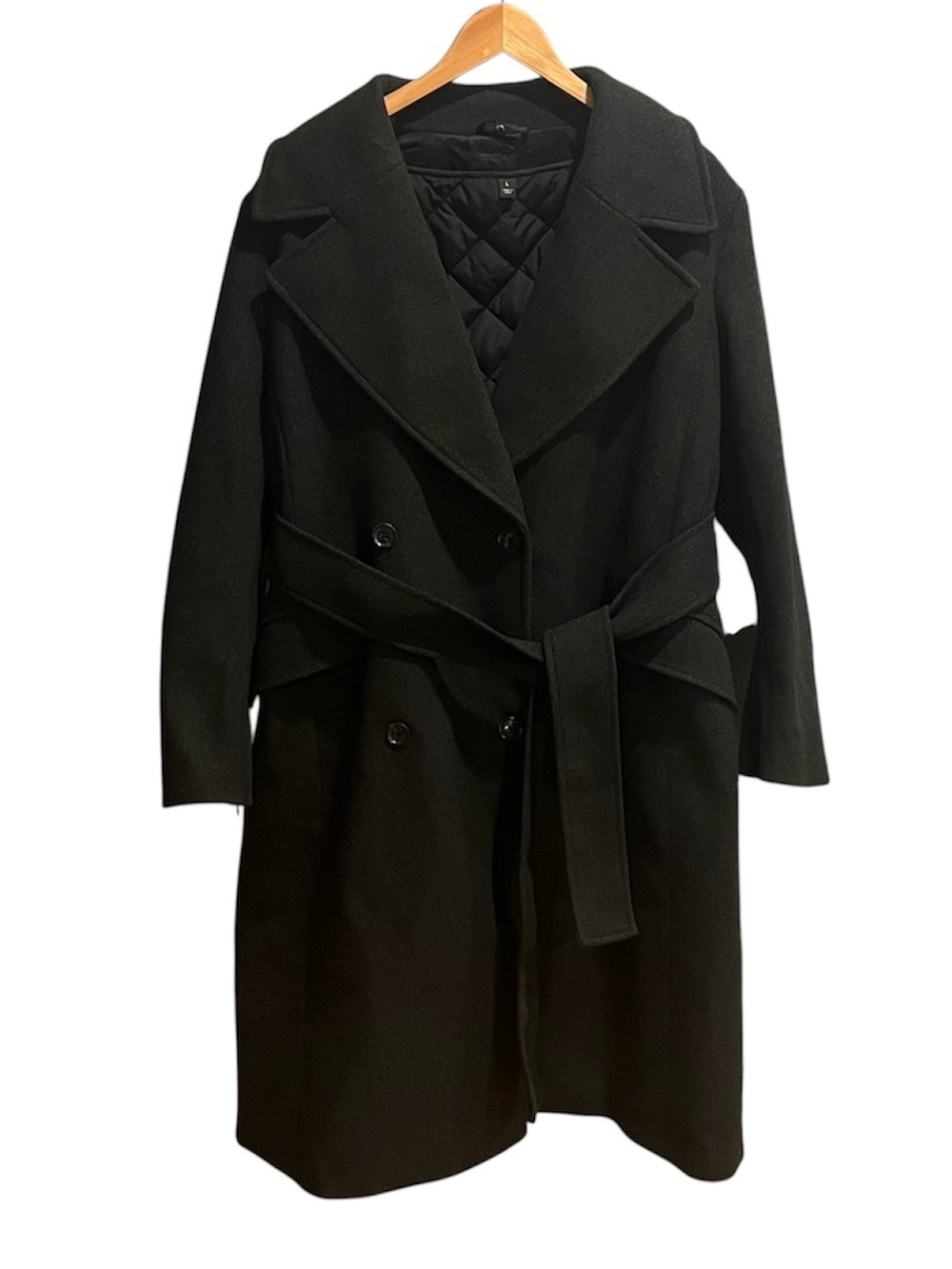 Banana Republic Factory Double Breasted Lined Black Winter Trench Coat Large